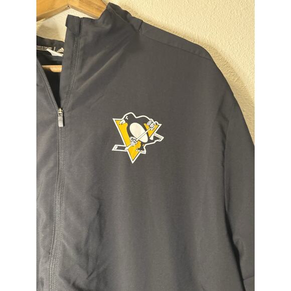 Adidas Pittsburgh Penguins 1/4 Zip Jacket Windbreaker GameMode Climate FJ2006 L - Picture 2 of 7